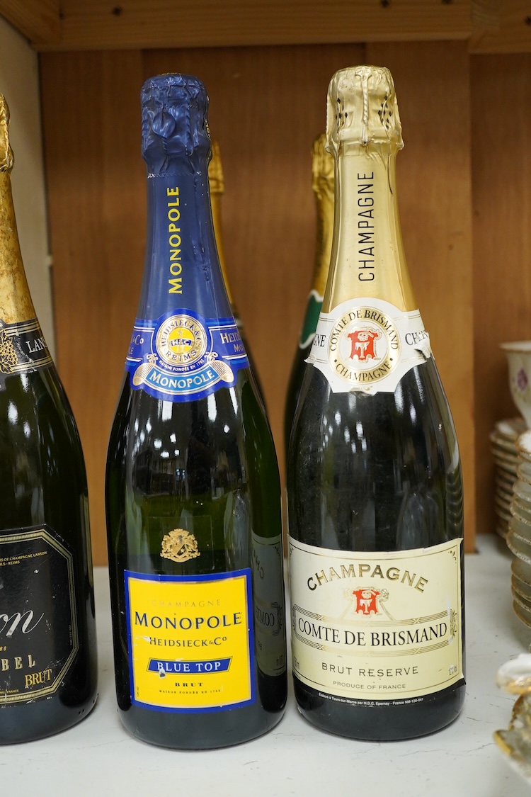 Six various bottles of Champagne to include Monopole, Lanson Black Label and G H Martel & Co